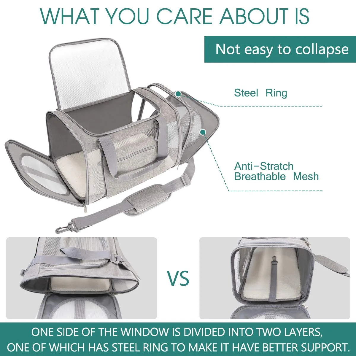 Pet Front Pack: Chest Carrier - detail view supplied by QUANZHOU JUNYUAN BAGS